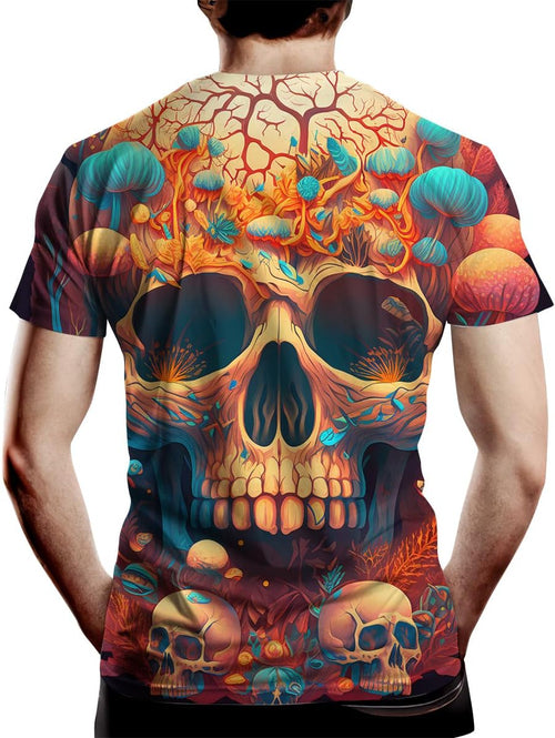 Men's Skull Graphic Tshirt 3D Print Skeleton Shirt for Men Funny Skull Tees Top - 7DAY'S