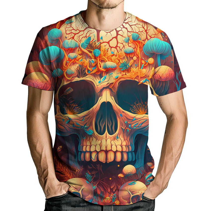 Men's Skull Graphic Tshirt 3D Print Skeleton Shirt for Men Funny Skull Tees Top - 7DAY'S
