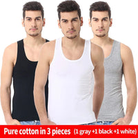 Men's solid color basic cotton narrow shoulder vest fashion casual men's T-shirt sports fitness Joker round neck youth vest - 7DAY'S