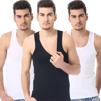 Men's solid color basic cotton narrow shoulder vest fashion casual men's T-shirt sports fitness Joker round neck youth vest - 7DAY'S