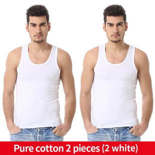 Men's solid color basic cotton narrow shoulder vest fashion casual men's T-shirt sports fitness Joker round neck youth vest - 7DAY'S