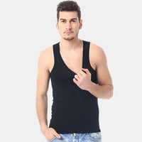Men's solid color basic cotton narrow shoulder vest fashion casual men's T-shirt sports fitness Joker round neck youth vest - 7DAY'S