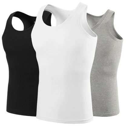 Men's solid color basic cotton narrow shoulder vest fashion casual men's T-shirt sports fitness Joker round neck youth vest - 7DAY'S