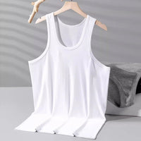 Men's solid color basic cotton narrow shoulder vest fashion casual men's T-shirt sports fitness Joker round neck youth vest - 7DAY'S