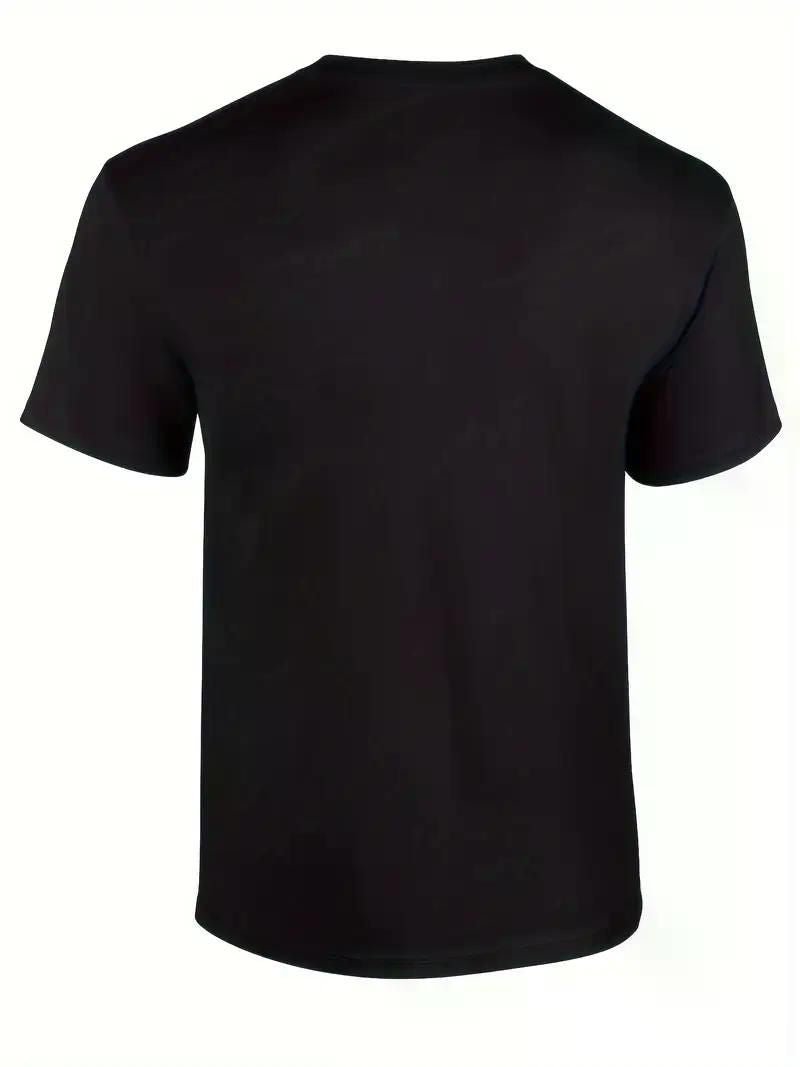 Men's Wine O'Clock Graphic T-Shirt - Black Casual Short Sleeve Crew Neck Tee with White Pixelated Print, Perfect for - 7DAY'S