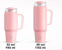 Meoky 40 oz Tumbler with Handle and Straw 2 Pack, Insulated Tumbler with Lid and Straw, Stainless Steel Travel Mug, Keeps Cold for 34 Hours, 100% Leak Proof, Fits in Car Cup Holder (Blush & Love) - 7DAY'S