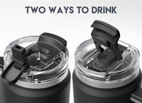 Meoky 40 oz Tumbler with Handle and Straw 2 Pack, Insulated Tumbler with Lid and Straw, Stainless Steel Travel Mug, Keeps Cold for 34 Hours, 100% Leak Proof, Fits in Car Cup Holder (Night & Heart) - 7DAY'S