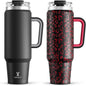Meoky 40 oz Tumbler with Handle and Straw 2 Pack, Insulated Tumbler with Lid and Straw, Stainless Steel Travel Mug, Keeps Cold for 34 Hours, 100% Leak Proof, Fits in Car Cup Holder (Night & Heart) - 7DAY'S