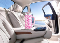Meoky 40 oz Tumbler with Handle and Straw 2 Pack, Insulated Tumbler with Lid and Straw, Stainless Steel Travel Mug, Keeps Cold for 34 Hours, 100% Leak Proof, Fits in Car Cup Holder (Love & Flamingo) - 7DAY'S