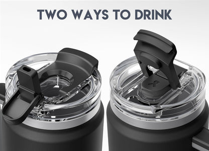 Meoky 40 oz Tumbler with Handle and Straw 2 Pack, Insulated Tumbler with Lid and Straw, Stainless Steel Travel Mug, Keeps Cold for 34 Hours, 100% Leak Proof, Fits in Car Cup Holder (Night & Romance) - 7DAY'S