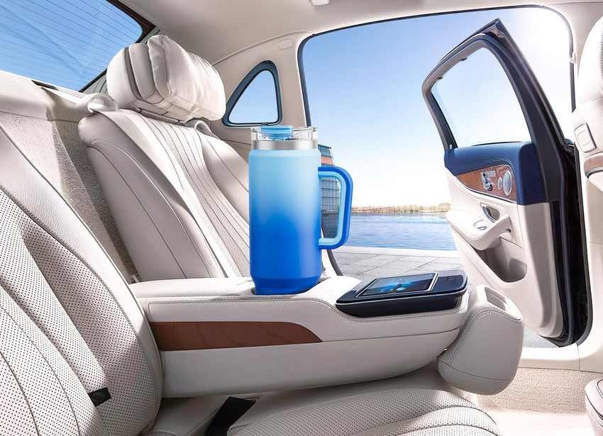 Meoky 40 oz Tumbler with Handle and Straw, 32 oz Tumbler with Handle, Insulated Tumbler with Lid and Straw, Stainless Steel Travel Mug, Keeps Cold, 100% Leak Proof, Fits in Car Cup Holder (Sky) - 7DAY'S