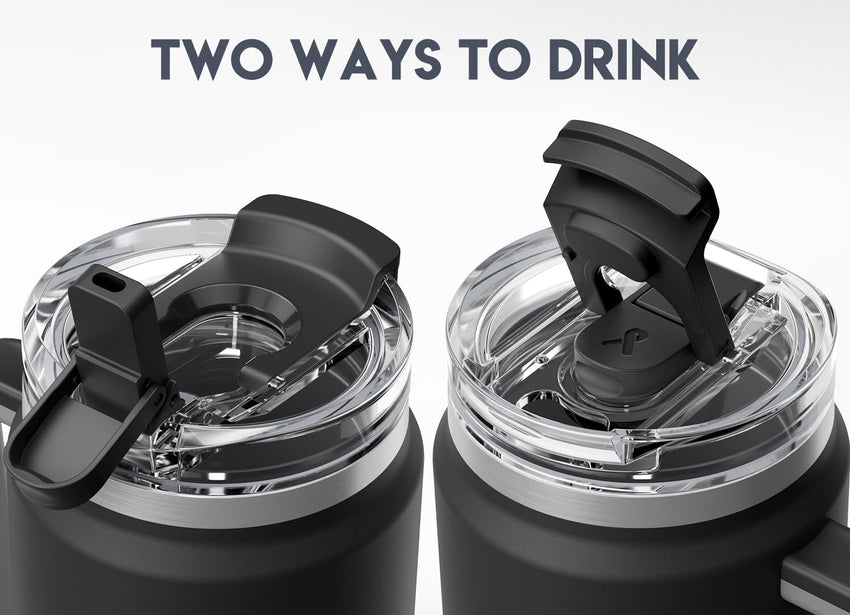 Meoky 40 oz Tumbler with Handle and Straw, Insulated Tumbler with Lid and Straw, Stainless Steel Travel Mug, Keeps Cold for 34 Hours, 100% Leak Proof, Fits in Car Cup Holder (Night) - 7DAY'S