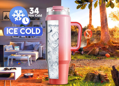 Meoky 40 oz Tumbler with Handle and Straw, Insulated Tumbler with Lid and Straw, Stainless Steel Travel Mug, Keeps Cold for 34 Hours, 100% Leak Proof, Fits in Car Cup Holder (Night) - 7DAY'S