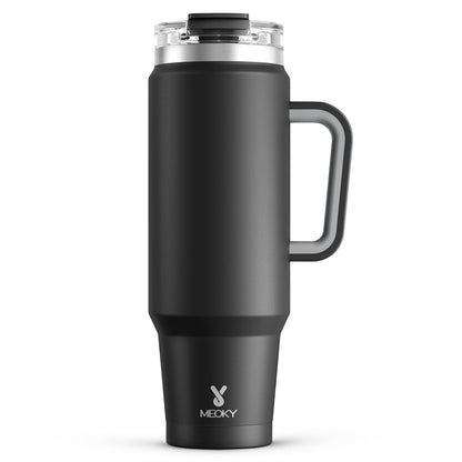 Meoky 40 oz Tumbler with Handle and Straw, Insulated Tumbler with Lid and Straw, Stainless Steel Travel Mug, Keeps Cold for 34 Hours, 100% Leak Proof, Fits in Car Cup Holder (Night) - 7DAY'S