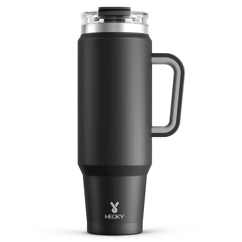 Meoky 40 oz Tumbler with Handle and Straw, Insulated Tumbler with Lid and Straw, Stainless Steel Travel Mug, Keeps Cold for 34 Hours, 100% Leak Proof, Fits in Car Cup Holder (Night) - 7DAY'S