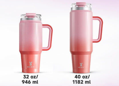 Meoky 40 oz Tumbler with Handle and Straw, Insulated Tumbler with Lid and Straw, Stainless Steel Travel Mug, Keeps Cold for 34 Hours, 100% Leak Proof, Fits in Car Cup Holder (Night) - 7DAY'S