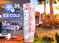 Meoky 40 oz Tumbler with Handle and Straw, Insulated Tumbler with Lid and Straw, Stainless Steel Travel Mug, Keeps Cold for 34 Hours, 100% Leak Proof, Fits in Car Cup Holder (Night) - 7DAY'S
