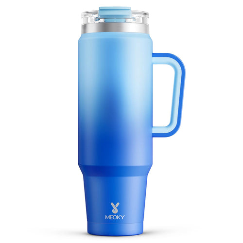 Meoky 40 oz Tumbler with Handle and Straw, Insulated Tumbler with Lid and Straw, Stainless Steel Travel Mug, Keeps Cold for 34 Hours, 100% Leak Proof, Fits in Car Cup Holder (Night)