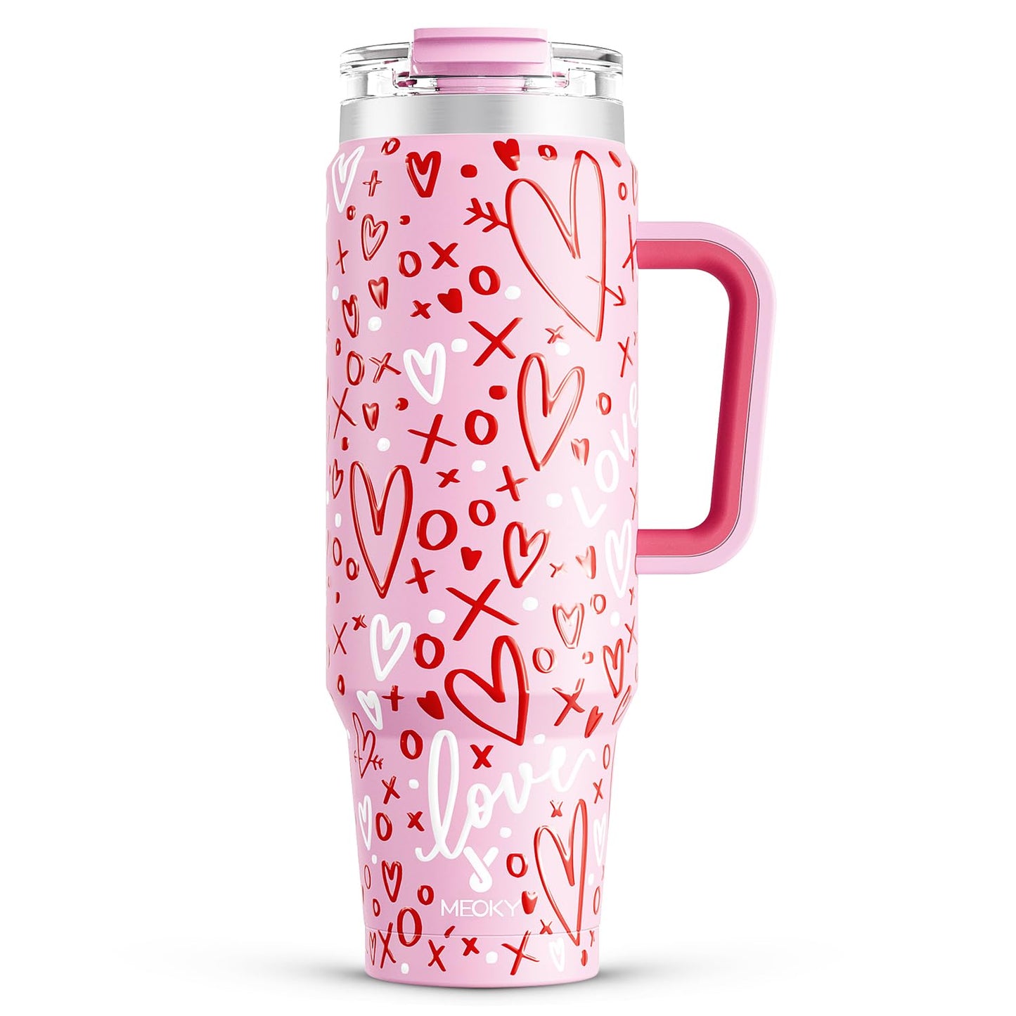 Meoky 40 oz Tumbler with Handle and Straw, Insulated Tumbler with Lid and Straw, Stainless Steel Travel Mug, Keeps Cold for 34 Hours, 100% Leak Proof, Fits in Car Cup Holder (Night) - 7DAY'S