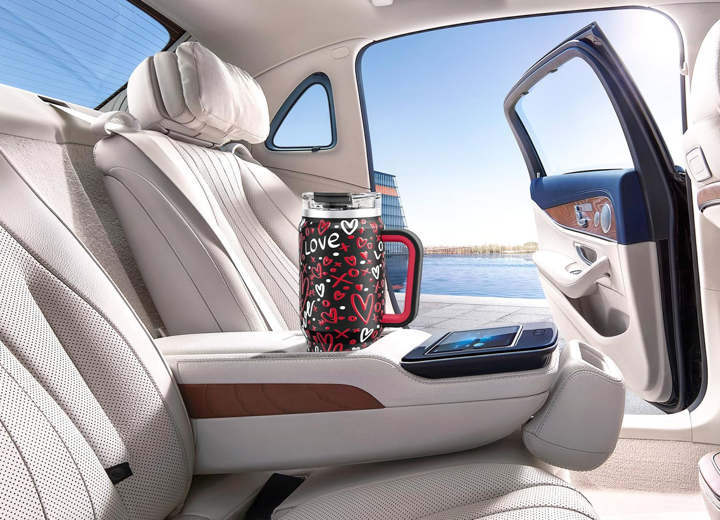 Meoky 40 oz Tumbler with Handle and Straw, Insulated Tumbler with Lid and Straw, Stainless Steel Travel Mug, Keeps Cold for 34 Hours, 100% Leak Proof, Fits in Car Cup Holder (Night) - 7DAY'S