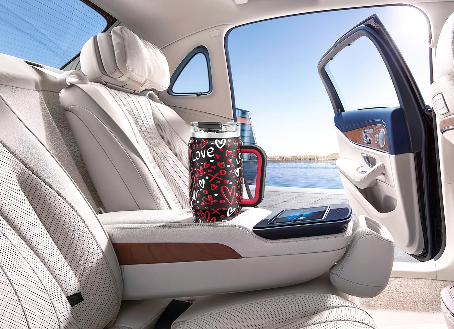 Meoky 40 oz Tumbler with Handle and Straw, Insulated Tumbler with Lid and Straw, Stainless Steel Travel Mug, Keeps Cold for 34 Hours, 100% Leak Proof, Fits in Car Cup Holder (Night) - 7DAY'S