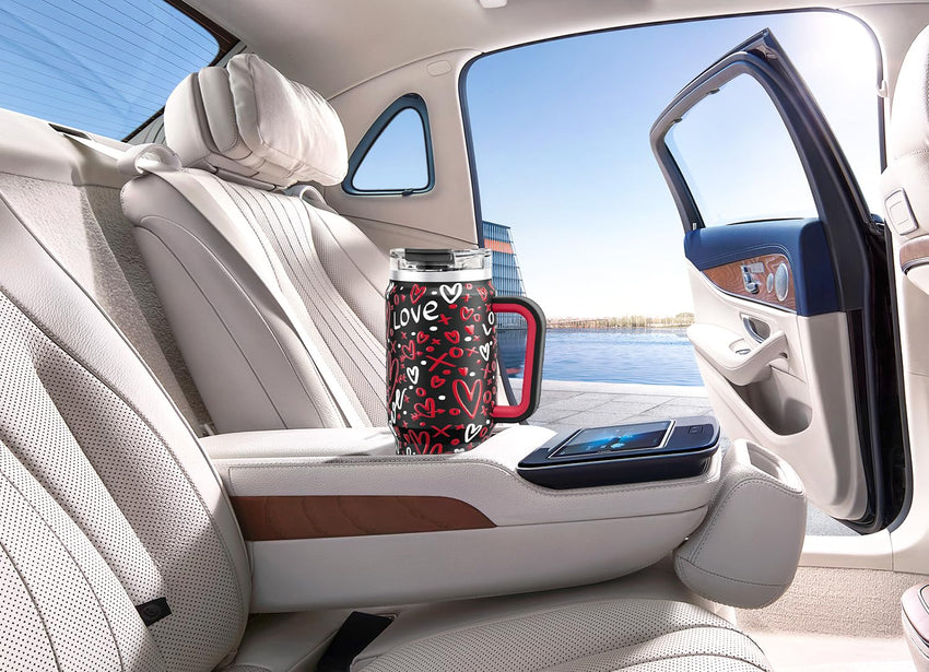 Meoky 40 oz Tumbler with Handle and Straw, Insulated Tumbler with Lid and Straw, Stainless Steel Travel Mug, Keeps Cold for 34 Hours, 100% Leak Proof, Fits in Car Cup Holder (Night) - 7DAY'S