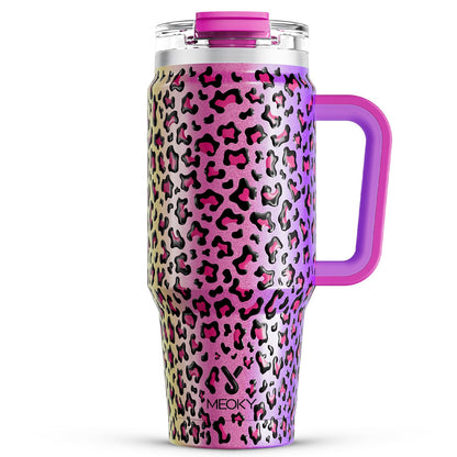 Meoky 40 oz Tumbler with Handle and Straw, Insulated Tumbler with Lid and Straw, Stainless Steel Travel Mug, Keeps Cold for 34 Hours, 100% Leak Proof, Fits in Car Cup Holder (Night) - 7DAY'S