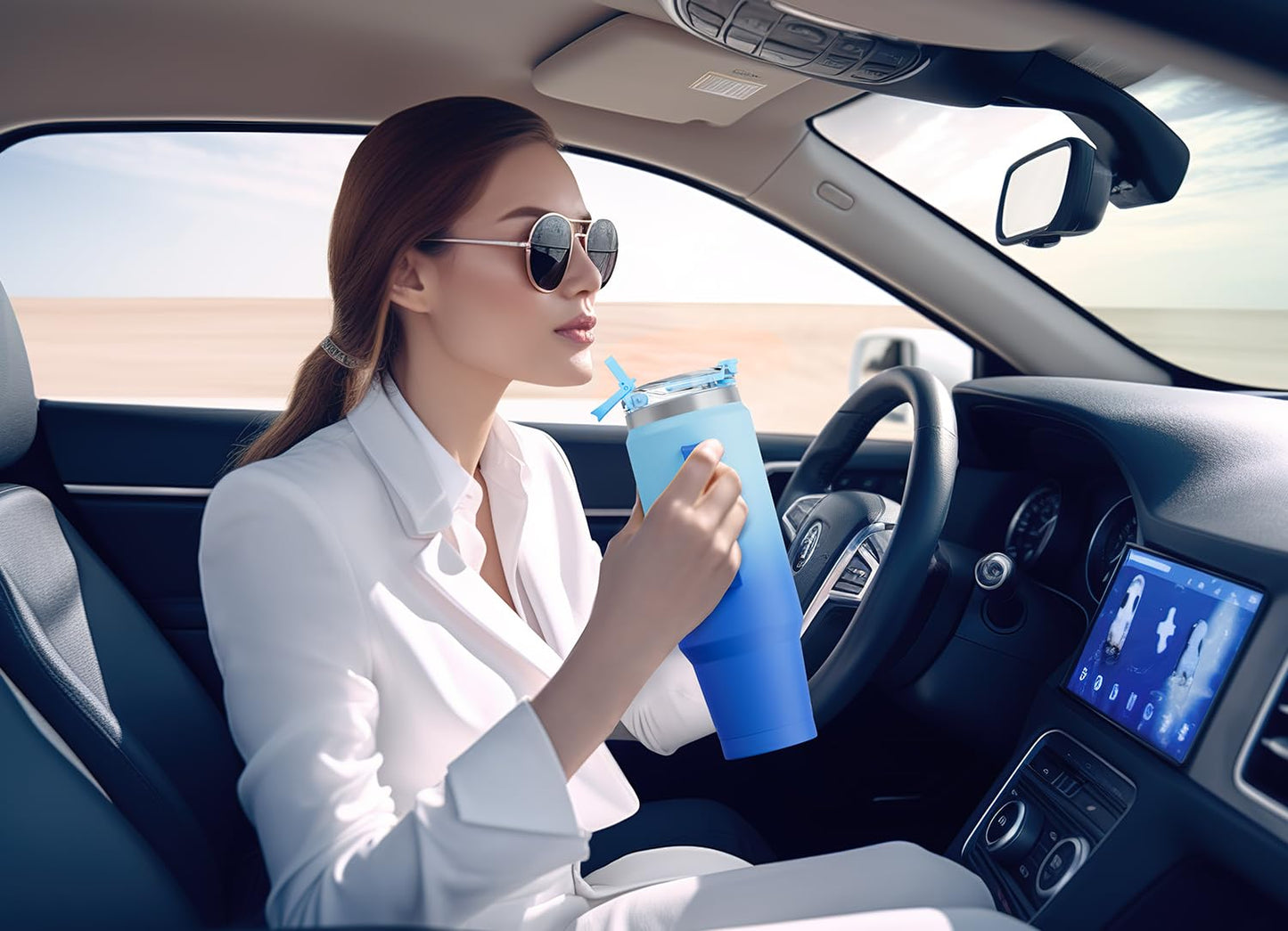 Meoky 40 oz Tumbler with Handle and Straw, Insulated Tumbler with Lid and Straw, Stainless Steel Travel Mug, Keeps Cold for 34 Hours, 100% Leak Proof, Fits in Car Cup Holder (Night) - 7DAY'S