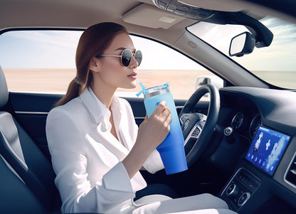 Meoky 40 oz Tumbler with Handle and Straw, Insulated Tumbler with Lid and Straw, Stainless Steel Travel Mug, Keeps Cold for 34 Hours, 100% Leak Proof, Fits in Car Cup Holder (Night) - 7DAY'S