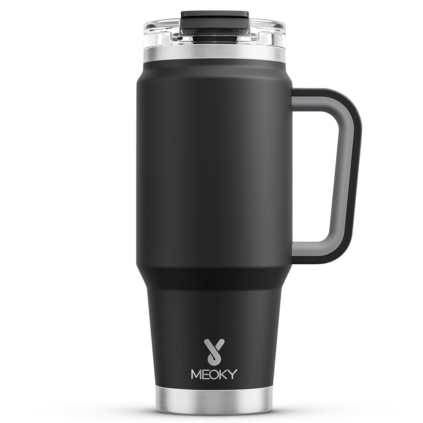 Meoky 40 oz Tumbler with Handle and Straw, Insulated Tumbler with Lid and Straw, Stainless Steel Travel Mug, Keeps Cold for 34 Hours, 100% Leak Proof, Fits in Car Cup Holder (Night) - 7DAY'S