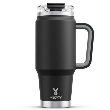Meoky 40 oz Tumbler with Handle and Straw, Insulated Tumbler with Lid and Straw, Stainless Steel Travel Mug, Keeps Cold for 34 Hours, 100% Leak Proof, Fits in Car Cup Holder (Night) - 7DAY'S