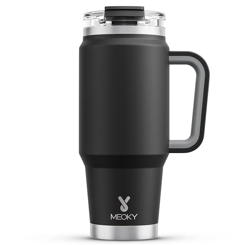 Meoky 40 oz Tumbler with Handle and Straw, Insulated Tumbler with Lid and Straw, Stainless Steel Travel Mug, Keeps Cold for 34 Hours, 100% Leak Proof, Fits in Car Cup Holder (Night) - 7DAY'S