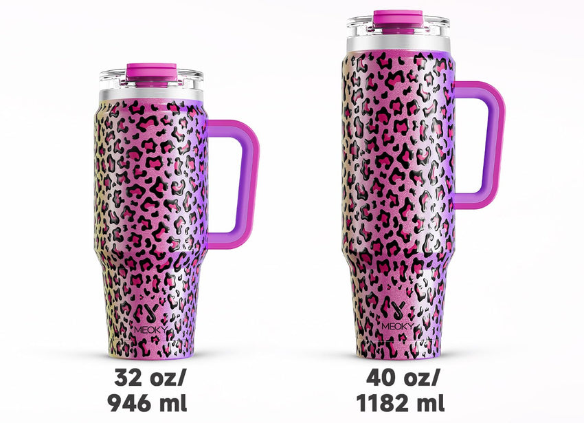 Meoky 40 oz Tumbler with Handle and Straw, Insulated Tumbler with Lid and Straw, Stainless Steel Travel Mug, Keeps Cold for 34 Hours, 100% Leak Proof, Fits in Car Cup Holder (Night) - 7DAY'S