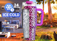 Meoky 40 oz Tumbler with Handle and Straw, Insulated Tumbler with Lid and Straw, Stainless Steel Travel Mug, Keeps Cold for 34 Hours, 100% Leak Proof, Fits in Car Cup Holder (Night) - 7DAY'S
