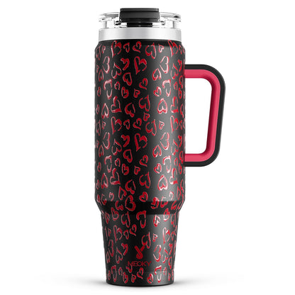 Meoky 40 oz Tumbler with Handle and Straw, Insulated Tumbler with Lid and Straw, Stainless Steel Travel Mug, Keeps Cold for 34 Hours, 100% Leak Proof, Fits in Car Cup Holder (Night) - 7DAY'S