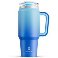 Meoky 40 oz Tumbler with Handle and Straw, Insulated Tumbler with Lid and Straw, Stainless Steel Travel Mug, Keeps Cold for 34 Hours, 100% Leak Proof, Fits in Car Cup Holder (Night) - 7DAY'S