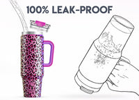 Meoky 40 oz Tumbler with Handle and Straw, Insulated Tumbler with Lid and Straw, Stainless Steel Travel Mug, Keeps Cold for 34 Hours, 100% Leak Proof, Fits in Car Cup Holder (Night) - 7DAY'S