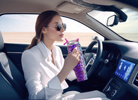 Meoky 40 oz Tumbler with Handle and Straw, Insulated Tumbler with Lid and Straw, Stainless Steel Travel Mug, Keeps Cold for 34 Hours, 100% Leak Proof, Fits in Car Cup Holder (Night) - 7DAY'S