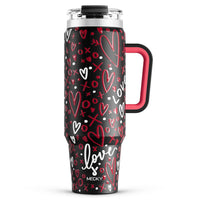Meoky 40 oz Tumbler with Handle and Straw, Insulated Tumbler with Lid and Straw, Stainless Steel Travel Mug, Keeps Cold for 34 Hours, 100% Leak Proof, Fits in Car Cup Holder (Night) - 7DAY'S