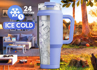 Meoky 40 oz Tumbler with Handle and Straw, Insulated Tumbler with Lid and Straw, Stainless Steel Travel Mug, Keeps Cold for 34 Hours, 100% Leak Proof, Fits in Car Cup Holder (Night) - 7DAY'S