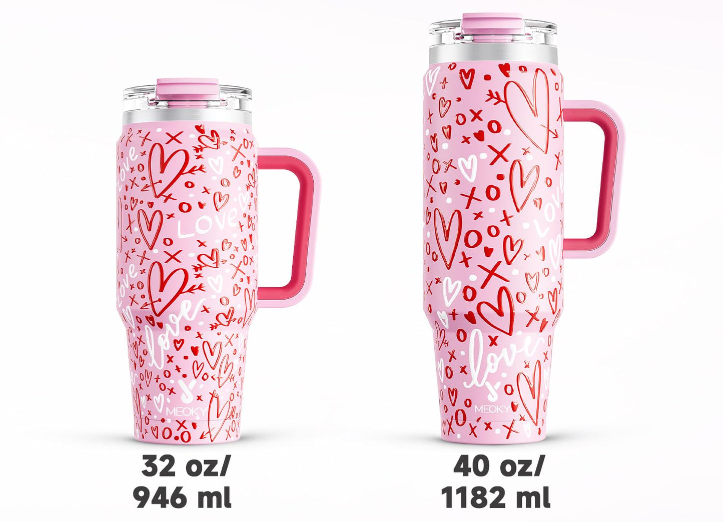 Meoky 40 oz Tumbler with Handle and Straw, Insulated Tumbler with Lid and Straw, Stainless Steel Travel Mug, Keeps Cold for 34 Hours, 100% Leak Proof, Fits in Car Cup Holder (Night) - 7DAY'S