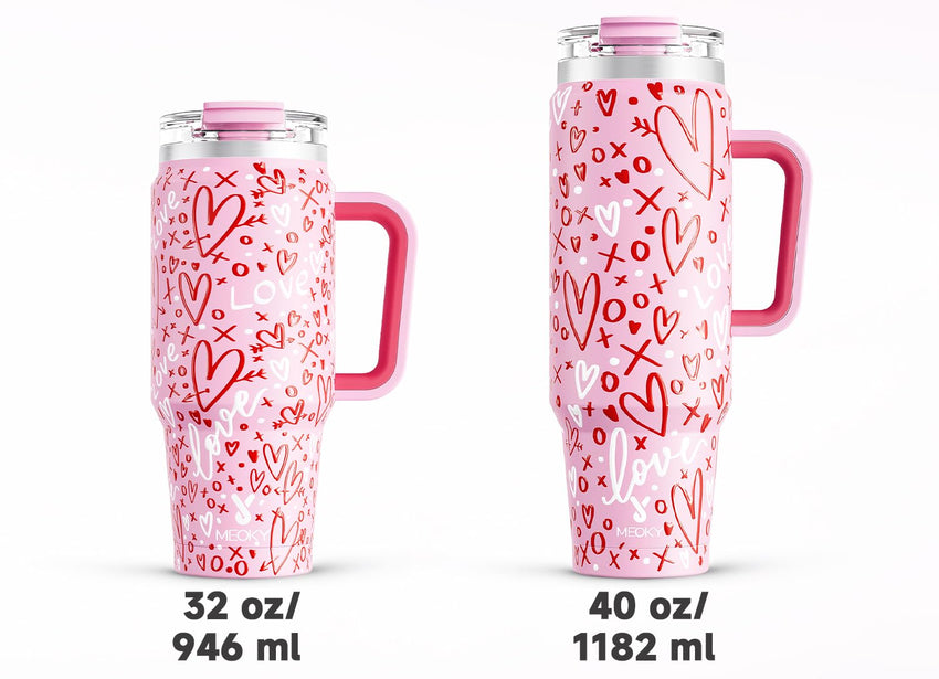 Meoky 40 oz Tumbler with Handle and Straw, Insulated Tumbler with Lid and Straw, Stainless Steel Travel Mug, Keeps Cold for 34 Hours, 100% Leak Proof, Fits in Car Cup Holder (Night) - 7DAY'S
