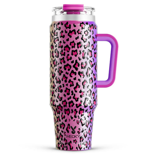 Meoky 40 oz Tumbler with Handle and Straw, Insulated Tumbler with Lid and Straw, Stainless Steel Travel Mug, Keeps Cold for 34 Hours, 100% Leak Proof, Fits in Car Cup Holder (Night) - 7DAY'S