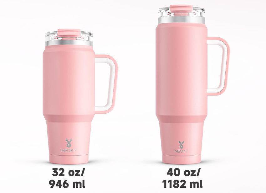 Meoky 40 oz Tumbler with Handle and Straw, Insulated Tumbler with Lid and Straw, Stainless Steel Travel Mug, Keeps Cold for 34 Hours, 100% Leak Proof, Fits in Car Cup Holder (Night) - 7DAY'S