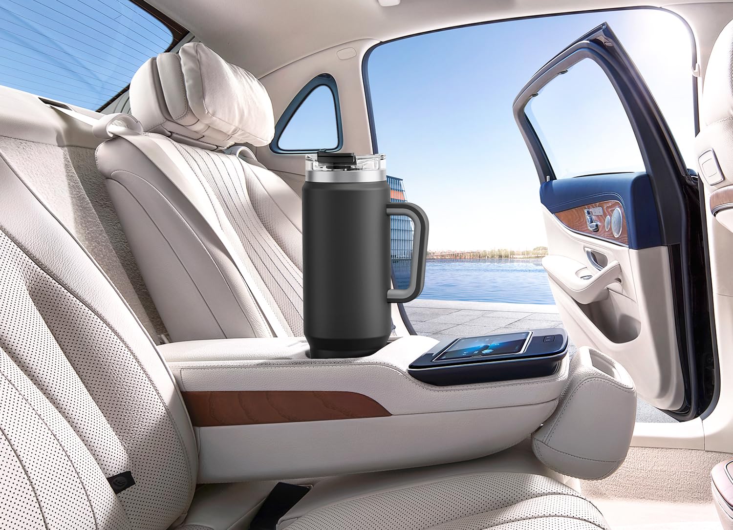 Meoky 40 oz Tumbler with Handle and Straw, Insulated Tumbler with Lid and Straw, Stainless Steel Travel Mug, Keeps Cold for 34 Hours, 100% Leak Proof, Fits in Car Cup Holder (Night) - 7DAY'S