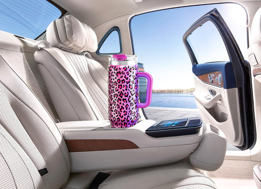 Meoky 40 oz Tumbler with Handle and Straw, Insulated Tumbler with Lid and Straw, Stainless Steel Travel Mug, Keeps Cold for 34 Hours, 100% Leak Proof, Fits in Car Cup Holder (Night) - 7DAY'S
