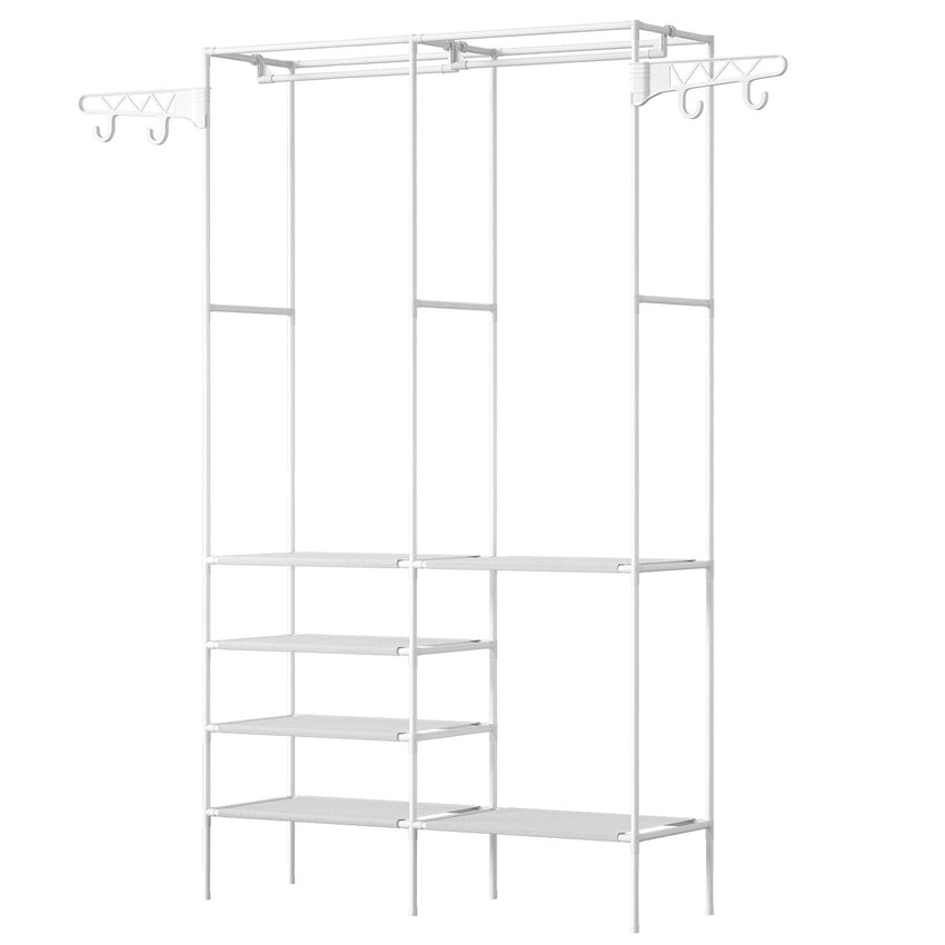 Metal Garment Rack Shoe Clothing Organizer Shelves Freestanding Multifunctional Clothes Wardrobe - 7DAY'S