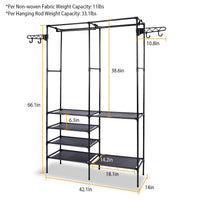 Metal Garment Rack Shoe Clothing Organizer Shelves Freestanding Multifunctional Clothes Wardrobe - 7DAY'S