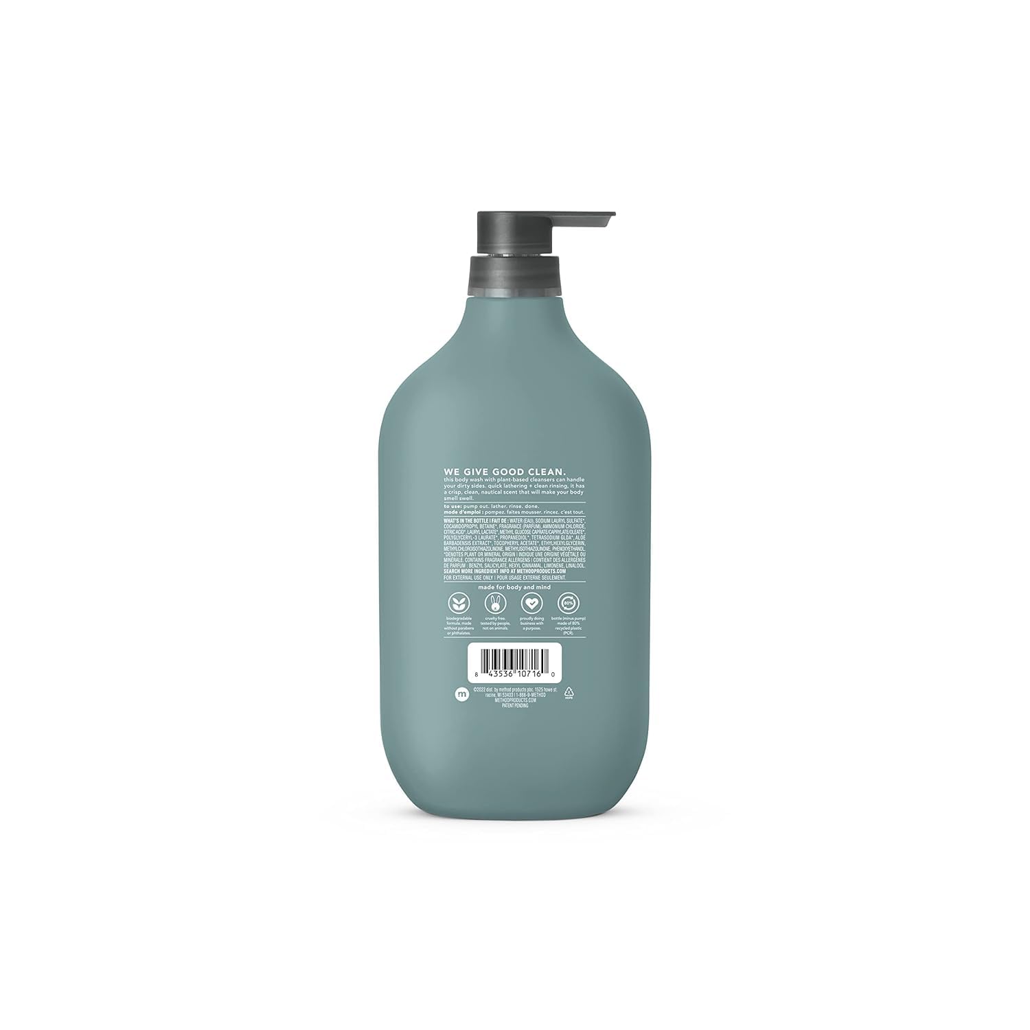 Method Body Wash, Sea + Surf, Paraben and Phthalate Free, Biodegradable Formula, 28 oz, (Pack of 1) - 7DAY'S