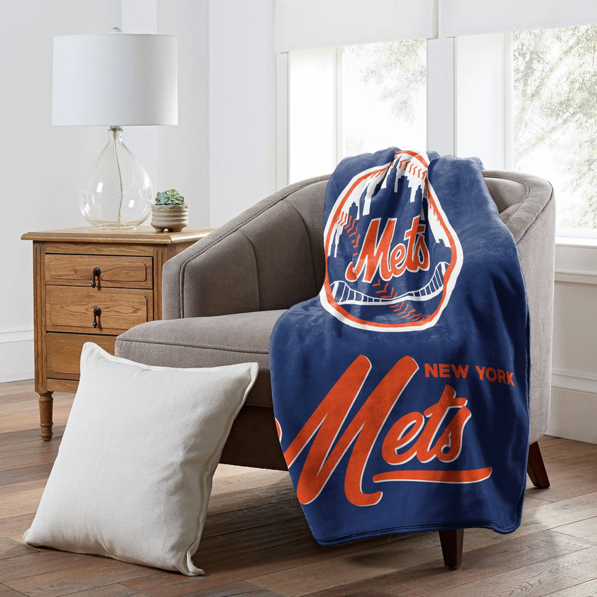 Mets OFFICIAL MLB "Signature" Raschel Throw Blanket; 50" x 60" - 7DAY'S